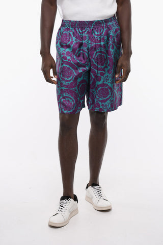 Silk Shorts with Barocco Print