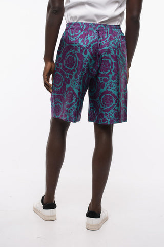 Silk Shorts with Barocco Print