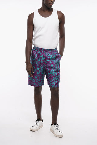 Silk Shorts with Barocco Print