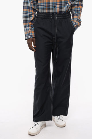 Visible Stiching and Drawstring Waist Casual Pants