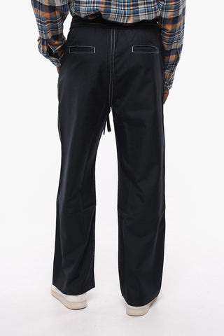 Visible Stiching and Drawstring Waist Casual Pants