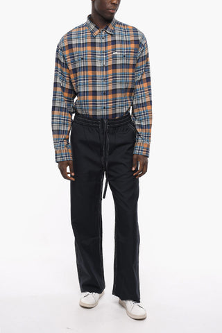 Visible Stiching and Drawstring Waist Casual Pants