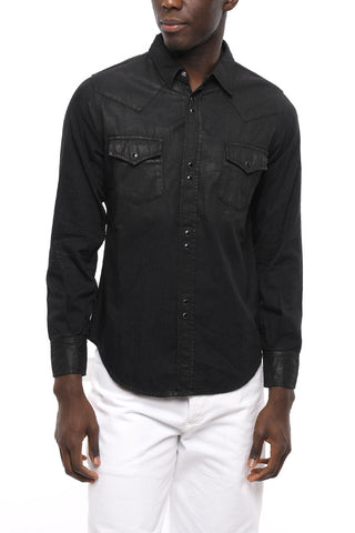 Snap Buttons Coated Cotton Western Shirt
