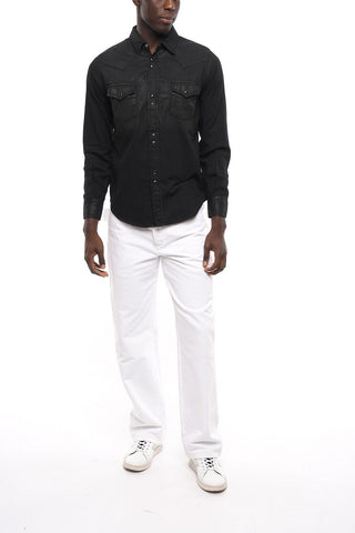 Snap Buttons Coated Cotton Western Shirt