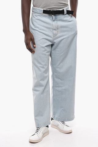 Welt Pockets Wide Leg Jeans with Snap Buckle 30cm