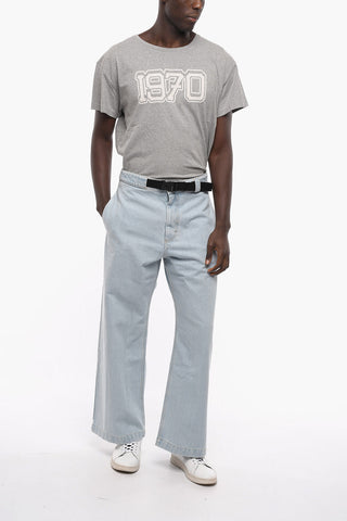 Welt Pockets Wide Leg Jeans with Snap Buckle 30cm