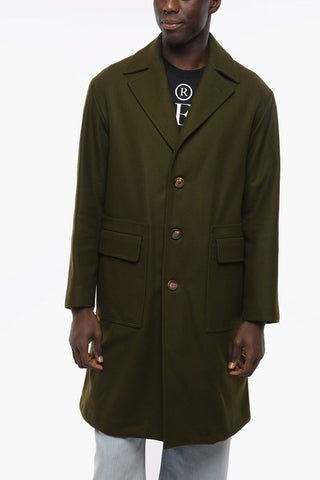 Unlined Single-Breasted Coat with Patch Pockets