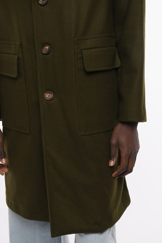 Unlined Single-Breasted Coat with Patch Pockets