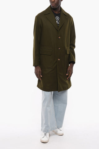 Unlined Single-Breasted Coat with Patch Pockets