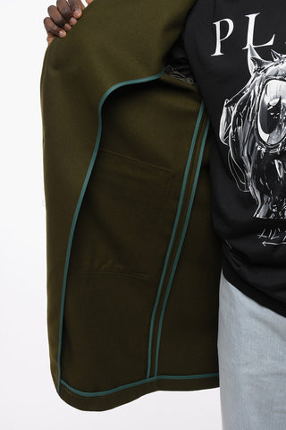 Unlined Single-Breasted Coat with Patch Pockets
