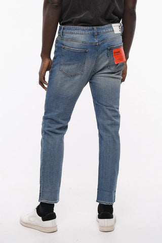 Jeans DRAKE Con Bottone Logato e Cuciture a Vista 17cm