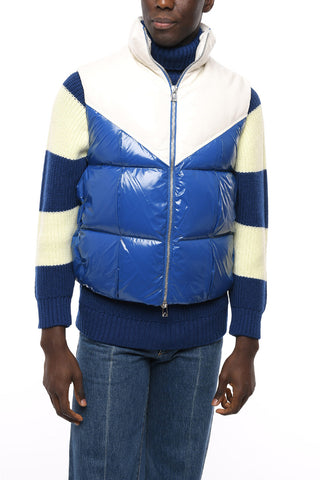 Eco-patent Padded Vest with Leather Detail