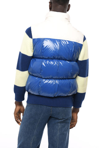 Eco-patent Padded Vest with Leather Detail