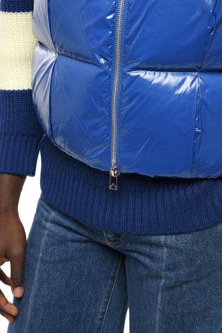 Eco-patent Padded Vest with Leather Detail
