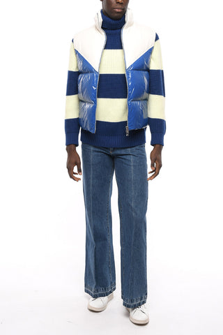 Eco-patent Padded Vest with Leather Detail