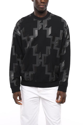 Crew Neck ALL OVER CROSS Brushed Cotton Sweatshirt