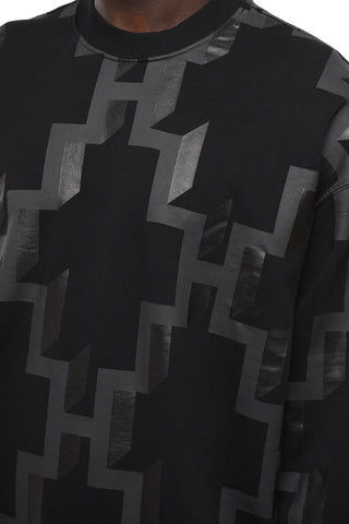 Crew Neck ALL OVER CROSS Brushed Cotton Sweatshirt