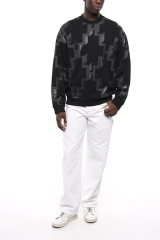 Crew Neck ALL OVER CROSS Brushed Cotton Sweatshirt