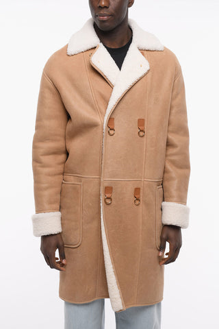 Leather Shearling Coat with Patch Pockets