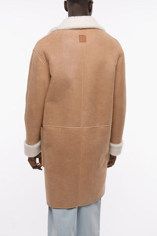 Leather Shearling Coat with Patch Pockets