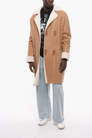 Leather Shearling Coat with Patch Pockets