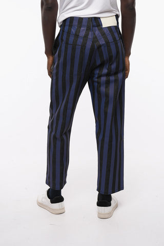 Pantaloni a 5 Tasche a Righe Awning con Bottone Logato