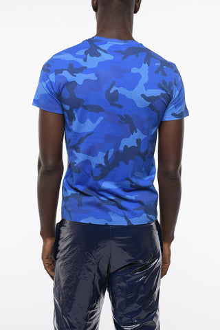 T-Shirt Girocollo in Cotone con Stampa Camouflage