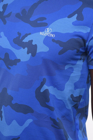 T-Shirt Girocollo in Cotone con Stampa Camouflage