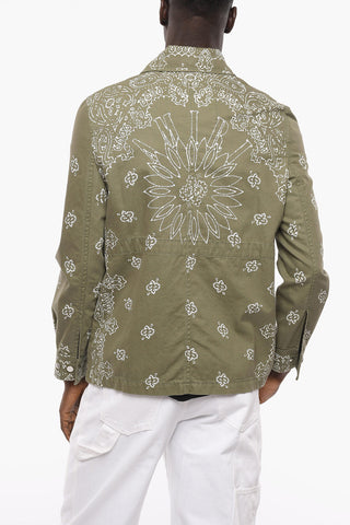 Paisley Motif Cotton Overshirt with Patch Pockets