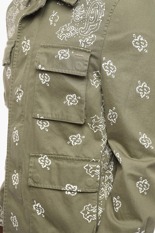 Paisley Motif Cotton Overshirt with Patch Pockets