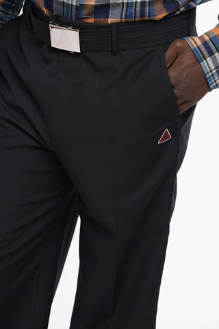 Wool Blend Loose Fit Pants with Belt