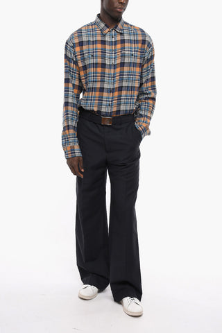Wool Blend Loose Fit Pants with Belt