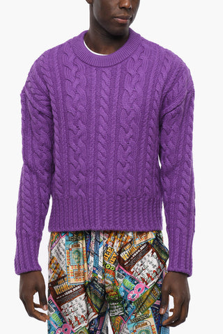 Virgin Wool Aran Crew-neck Pullover
