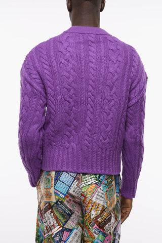Virgin Wool Aran Crew-neck Pullover