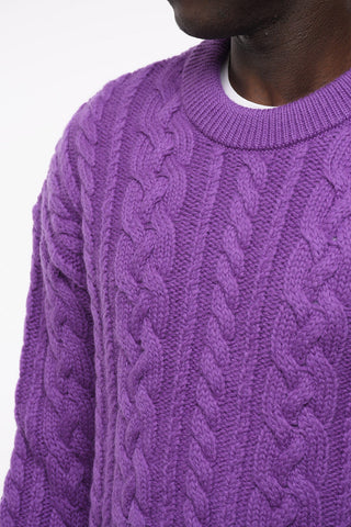 Virgin Wool Aran Crew-neck Pullover