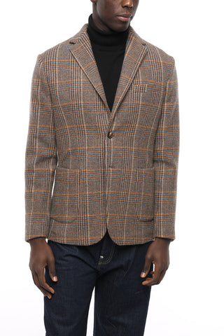 Blazer District Check Sfoderato in Misto Alpaca