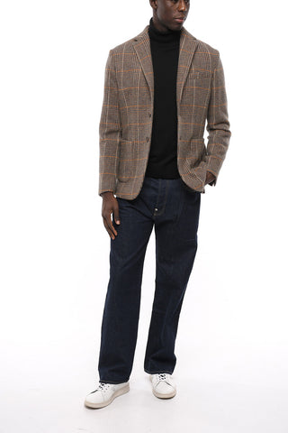 Blazer District Check Sfoderato in Misto Alpaca