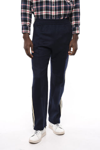 Contrasting Band Wool Track Sweatpants