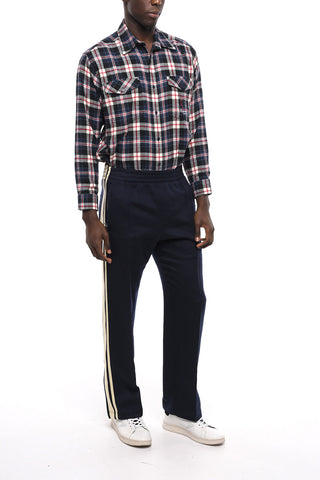Contrasting Band Wool Track Sweatpants