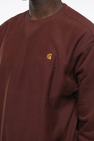 Fleeced Cotton Blend AMERICAN SCRIPT Crew-neck Sweatshirt with Embroidered Logo