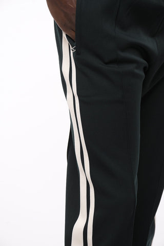 Contrasting Band Wool Blend Track Sweatpants