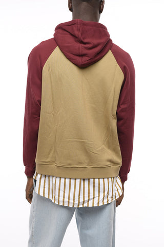 Brushed Cotton Hoodie with Shirt Detail