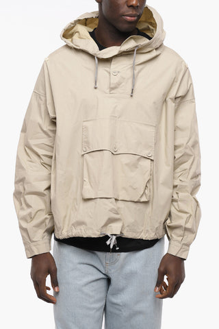Coated Cotton Anorak Jacket with Hood