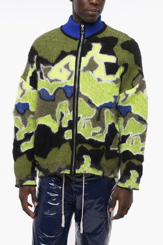 Multicolor Mohair Blend Cardigan With Fluorescent Details