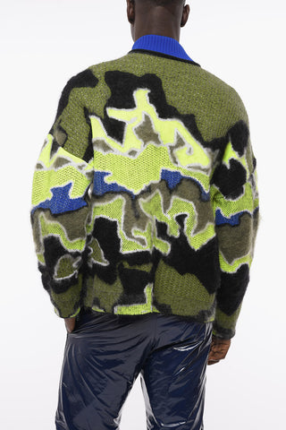 Multicolor Mohair Blend Cardigan With Fluorescent Details