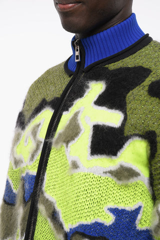 Multicolor Mohair Blend Cardigan With Fluorescent Details