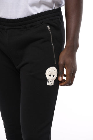 Brushed Cotton CROCHET SKULL Cuffed Sweatpants