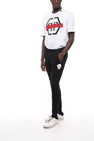 Brushed Cotton CROCHET SKULL Cuffed Sweatpants