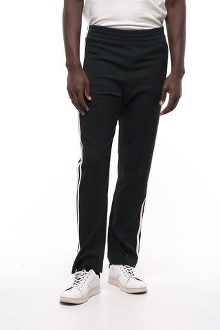 Contrasting Band Wool Blend Track Sweatpants