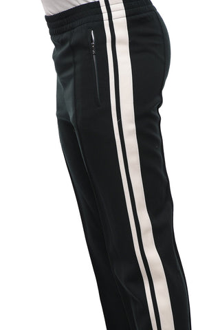 Contrasting Band Wool Blend Track Sweatpants